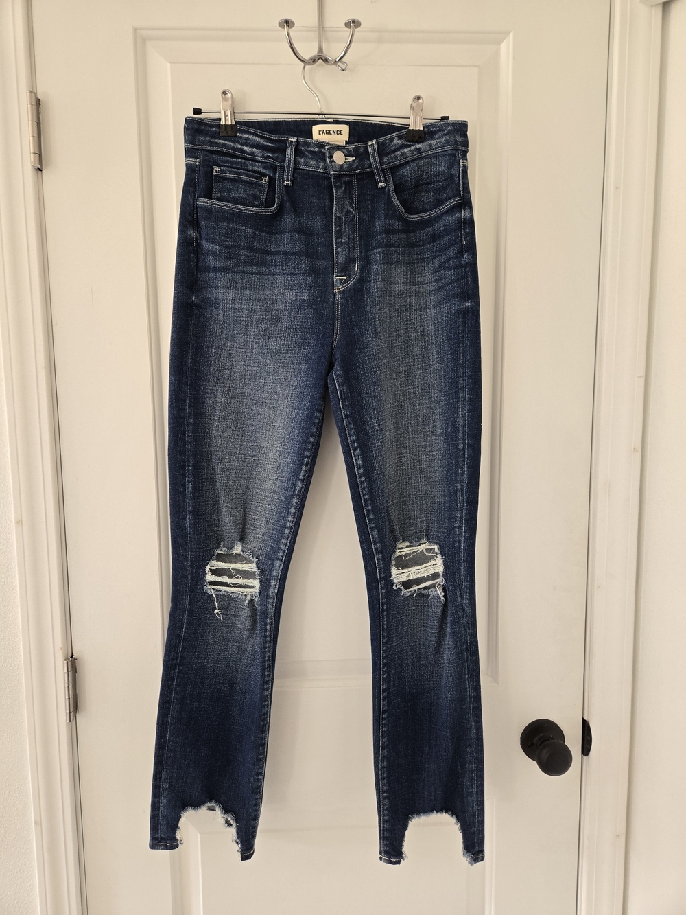 L'AGENCE High Line High-Rise Skinny Vintage Blue Destructed Jeans Size 28 - Picture 4 of 9